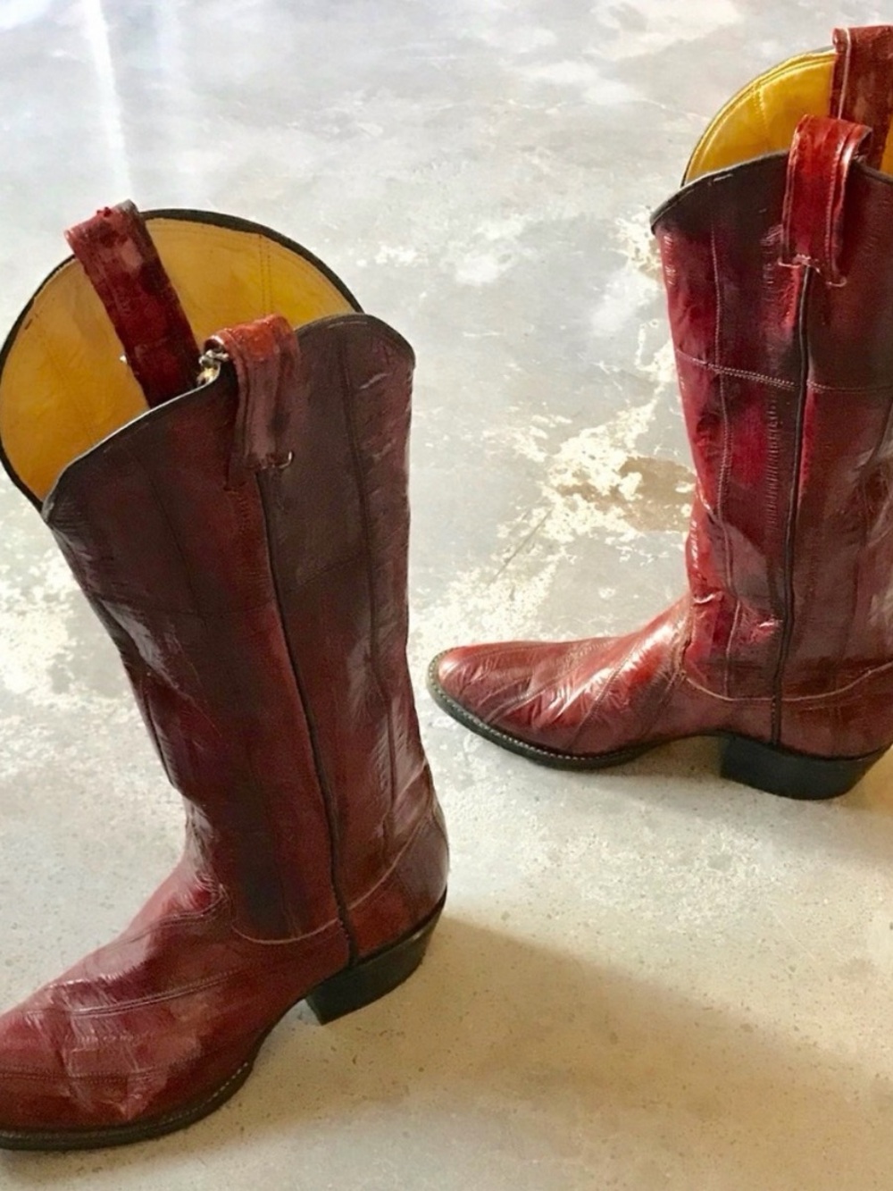 Tony Lama Red Leather Eel Western Boots - Picture 4 of 6